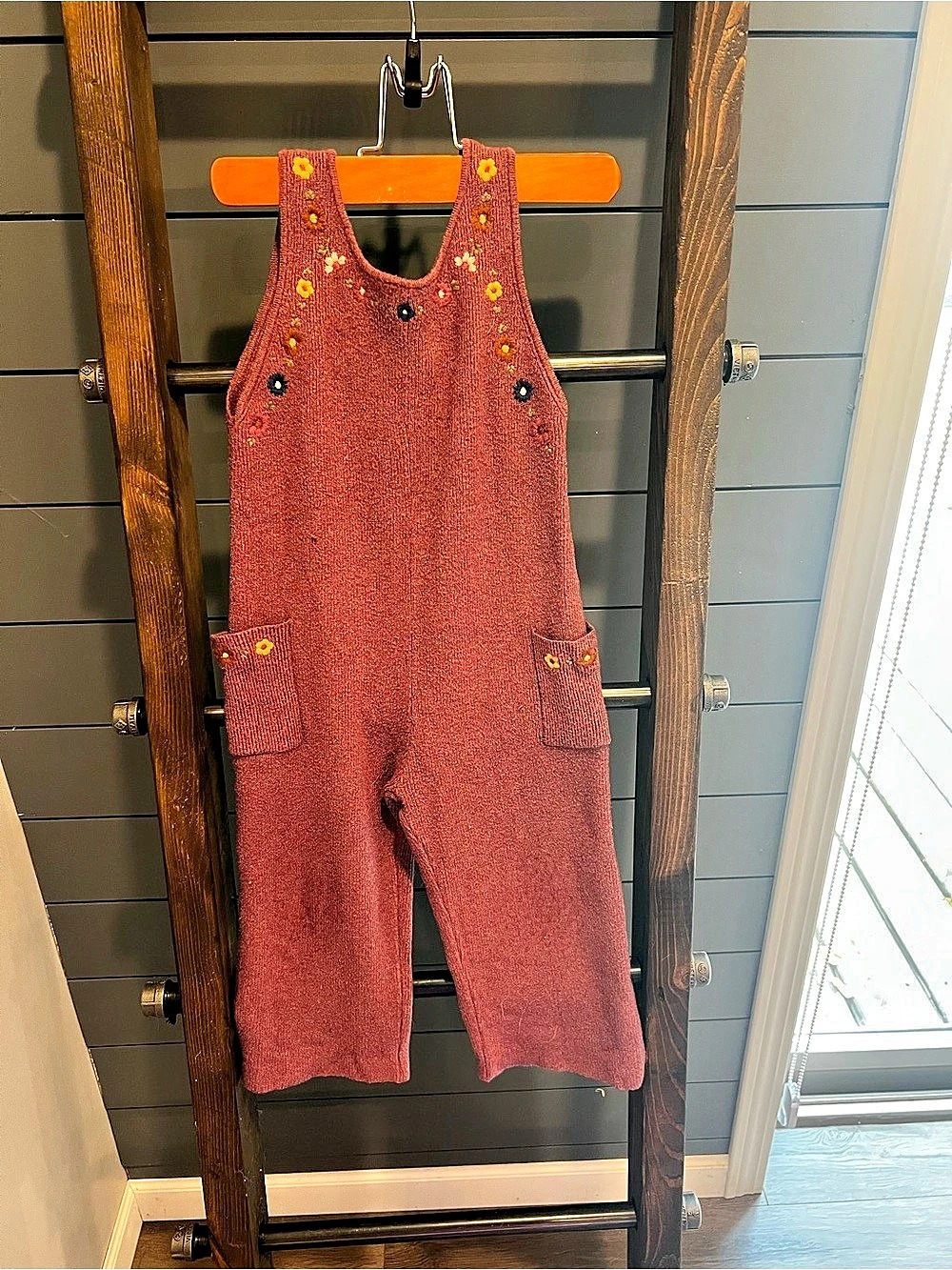 ZARA Floral Embroidered Knit Jumpsuit Purple Size 2-3Y
